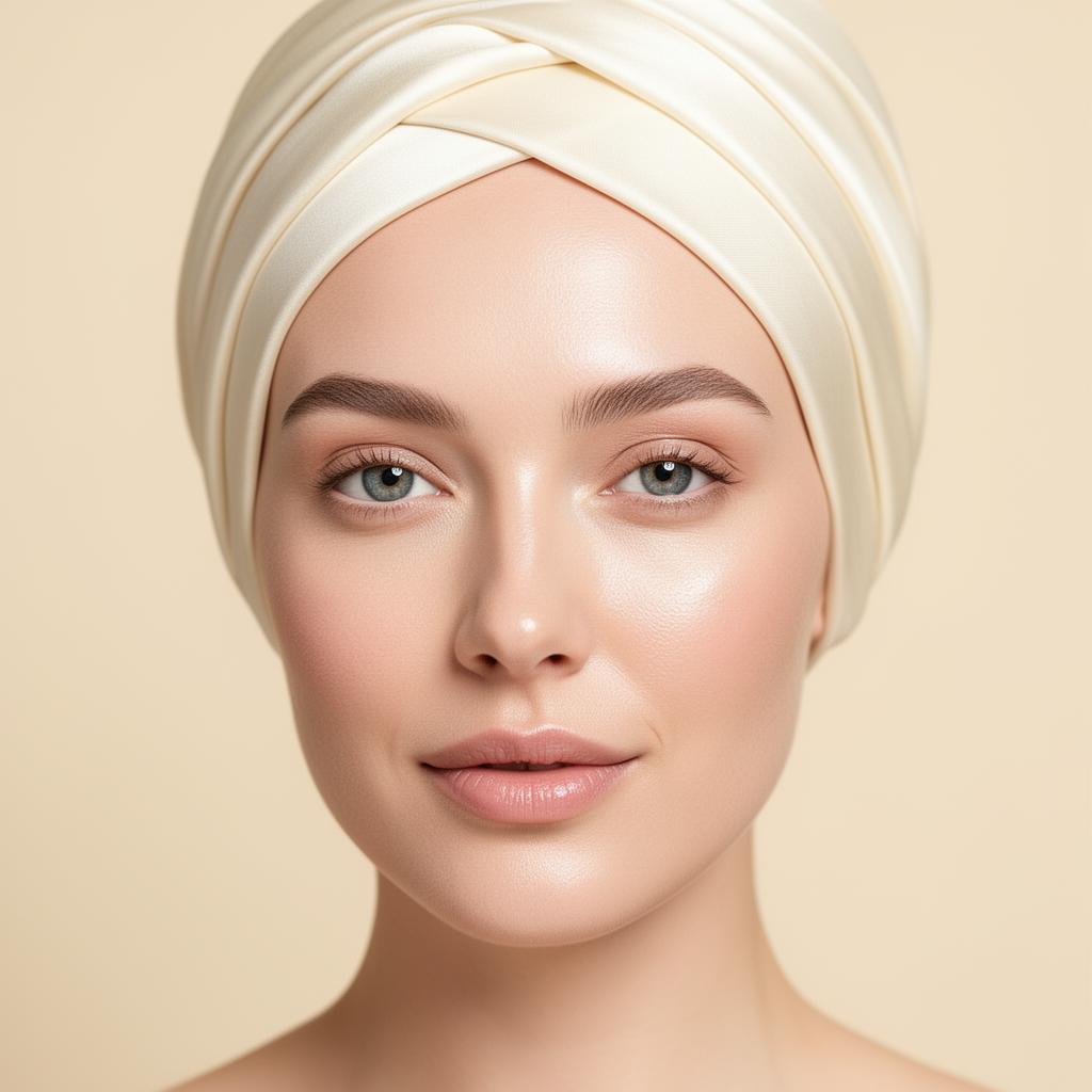 Close-up portrait of a woman with radiant, healthy skin